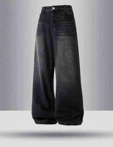 sky collection Men Wide Leg Mid Rise Black Jeans - Image 3