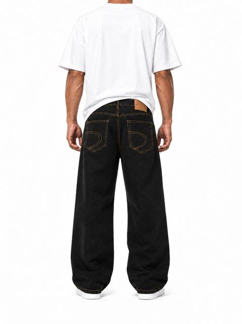 Denvox Men Baggy Fit Mid Rise Black Jeans - Image 5