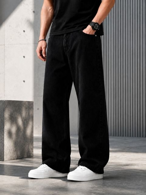 yanger boys Men Straight Fit Mid Rise Black Jeans - Image 8