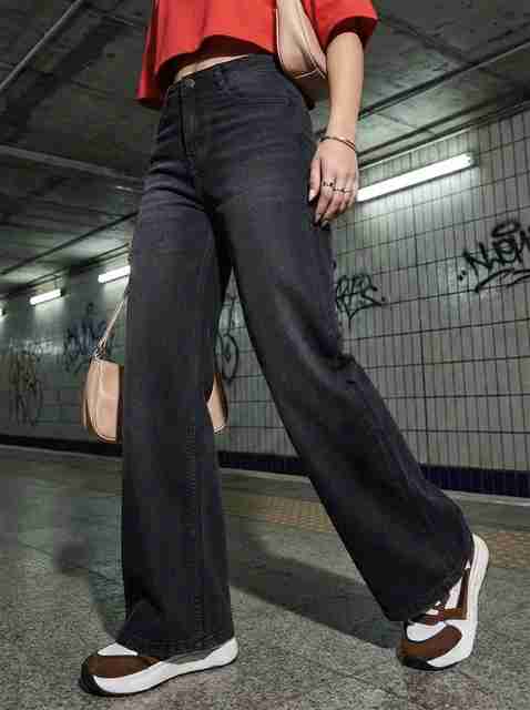 MERCEL Women Wide Leg High Rise Black Jeans - Image 5