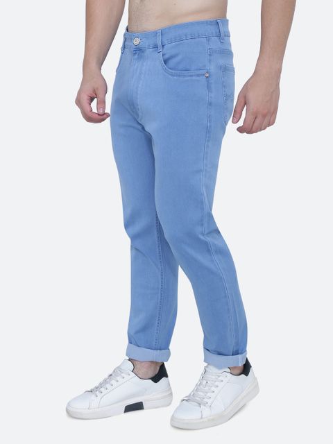 AWACK Men Slim Mid Rise Light Blue Jeans - Image 5