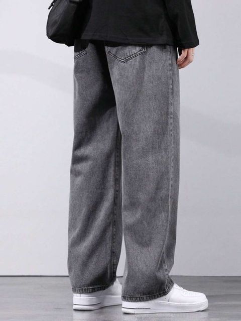 DENIM FIT Men Loose Fit Mid Rise Grey Jeans - Image 6