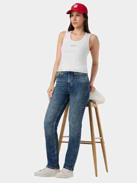 Pepe Jeans Women Straight Fit High Rise Light Blue Jeans - Image 5