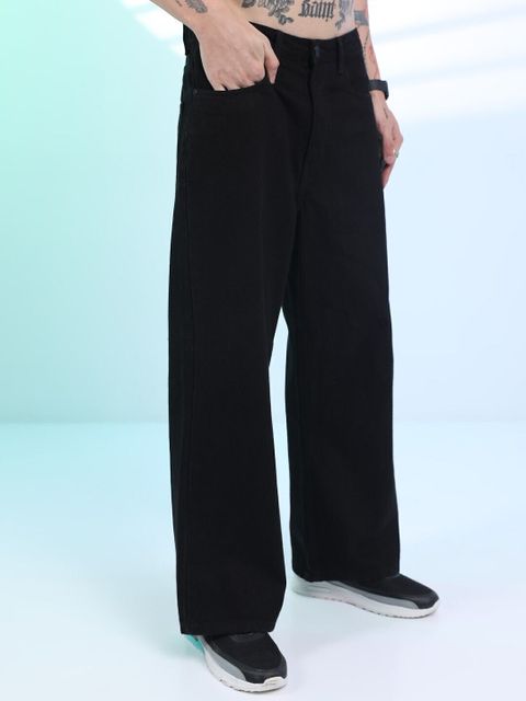 HOC Men Straight Fit Mid Rise Black Jeans - Image 5