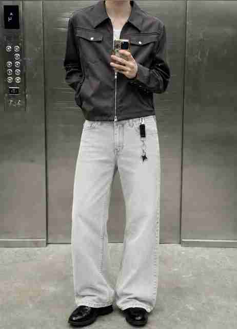 Plus91 Men Boot-Leg Mid Rise Grey Jeans - Image 2