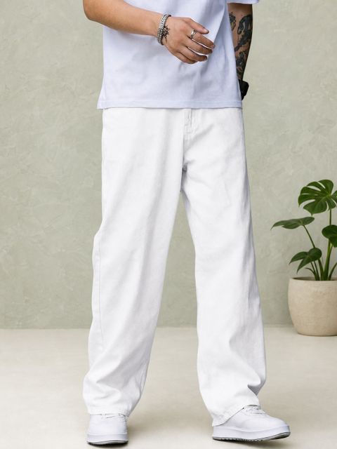DENIM DUCH Men Loose Fit Mid Rise White Jeans - Image 6