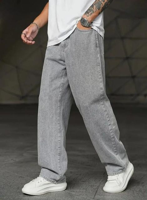 DEYLIGHT Men Loose Fit Mid Rise Grey Jeans - Image 8