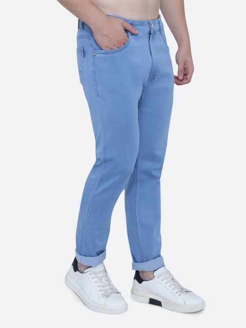 AWACK Men Slim Mid Rise Light Blue Jeans - Image 4