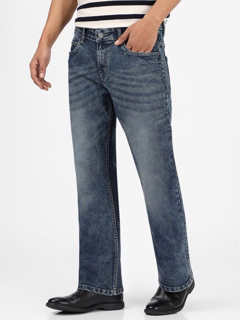Urbano Fashion Men Boot-Leg Mid Rise Dark Blue Jeans - Image 6