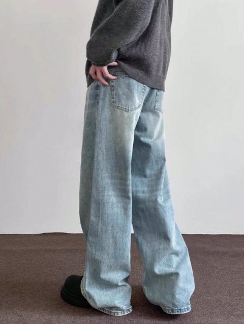 Leriya Fashion Men Loose Fit High Rise Light Blue Jeans - Image 5