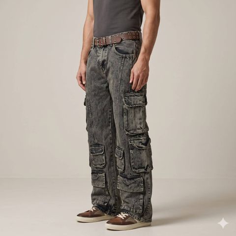 IBB Men Baggy Fit Mid Rise Green Jeans - Image 5