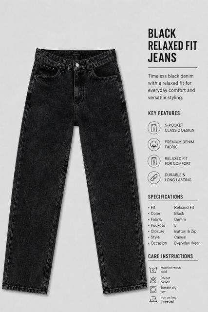 USD Men Mom Fit Mid Rise Black Jeans - Image 7
