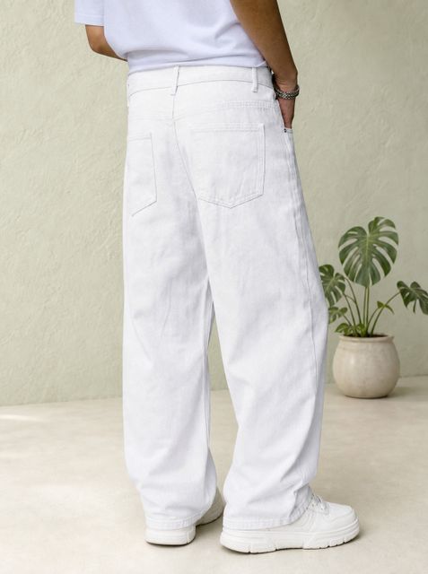DENIM DUCH Men Loose Fit Mid Rise White Jeans - Image 7