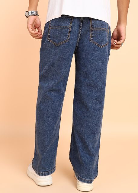 MONTREZ Men Straight Fit Mid Rise Blue Jeans - Image 4