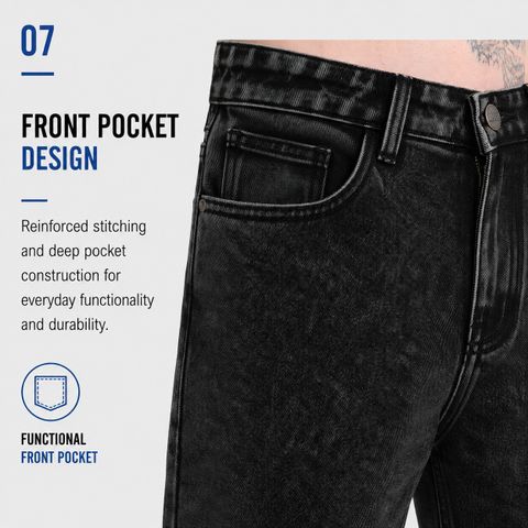 USD Men Mom Fit Mid Rise Black Jeans - Image 6