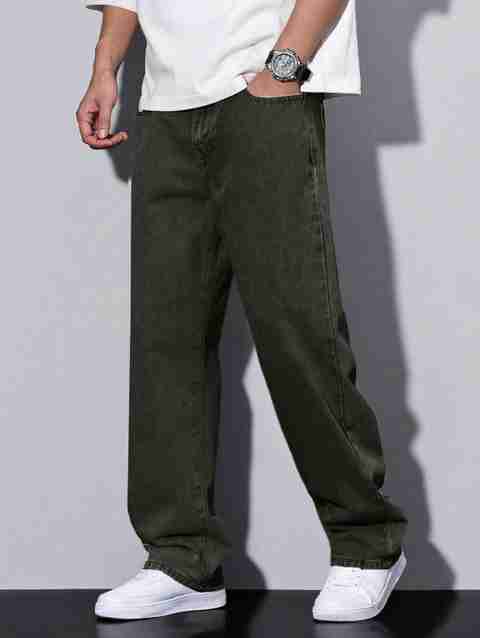 DENIM LOOK Men Loose Fit Mid Rise Dark Green Jeans - Image 5