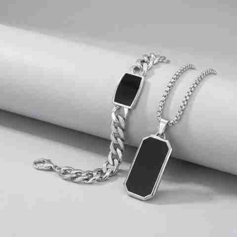 kazare Alloy Rhodium Silver, Black Jewel Set (Pack of 2) - Image 5
