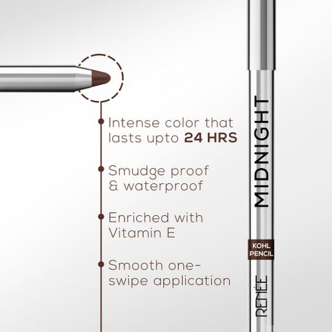 Renee Midnight Kohl Kajal Pencil - Brown, 1.5g - Image 8