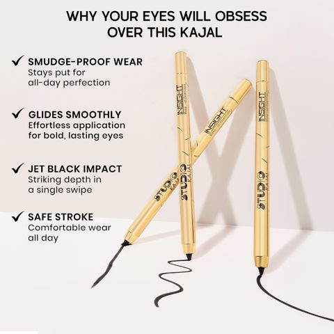 Insight Studio Kajal Waterproof Jet Black Eye Pencil 1.5g - Image 8