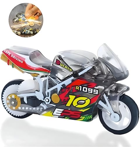 Printingg Nova Sparking Bike Keychain Pull Back Stunt Motorcycle Toy with Spark Effect (Random) Key Chain - Image 3