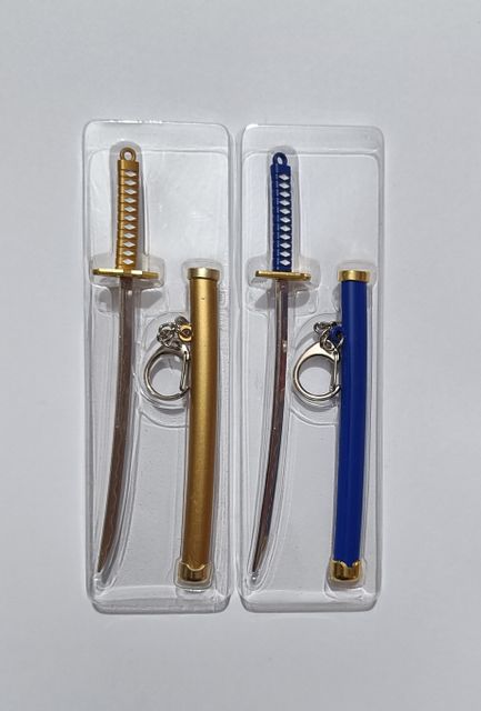 Mini Katana Sword Keychain Set Pack of 2 (Gold & Blue) - Image 8