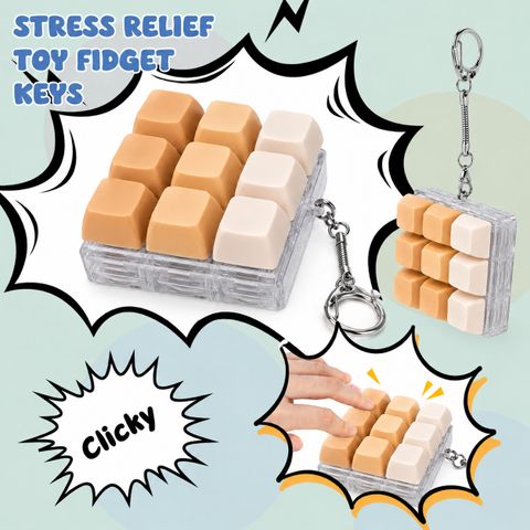 FITIX 9 in 1 Keyboard Fidget Toy with Keychain Anti-Stress Keyboard Decompression Key Chain - Image 8