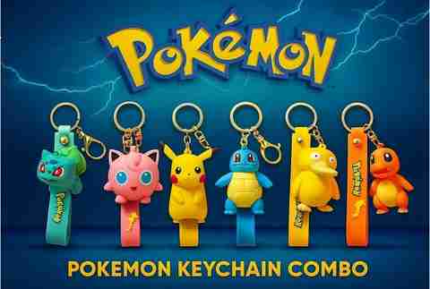 World Gift Mart Pokémon Keychain Combo Set of 6 | Pikachu