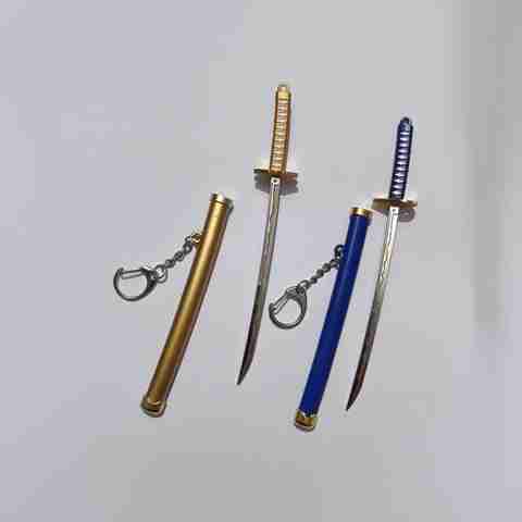 Mini Katana Sword Keychain Set Pack of 2 (Gold & Blue) - Image 5