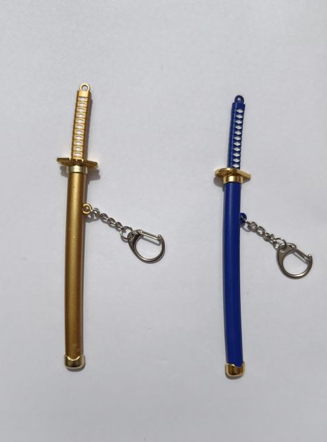 Mini Katana Sword Keychain Set Pack of 2 (Gold & Blue) - Image 7