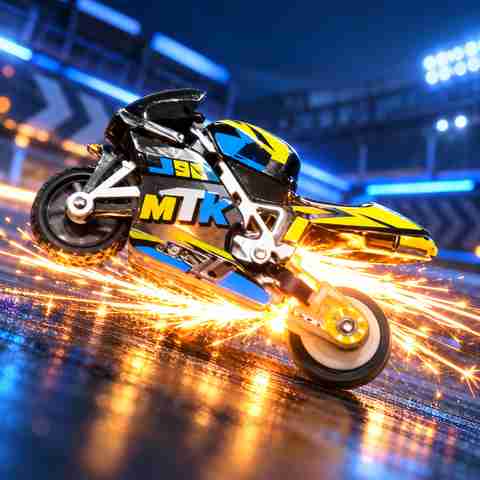 Printingg Nova Sparking Bike Keychain Pull Back Stunt Motorcycle Toy with Spark Effect (Random) Key Chain - Image 2