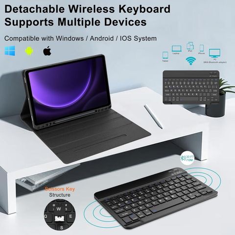 BLACK LOVIES Keyboard Case for Samsung Galaxy Tab S9 FE Plus, Galaxy Tab S9 FE+ (Black, Shock Proof, Artificial Leather, Pack of: 1) - Image 6