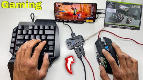 Confiavel Bluetooth Gaming Keyboard Mouse Convertor For Smartphone 4 in 1 Mobile Game Combo Set Designed for Gaming (Black) - Image 6