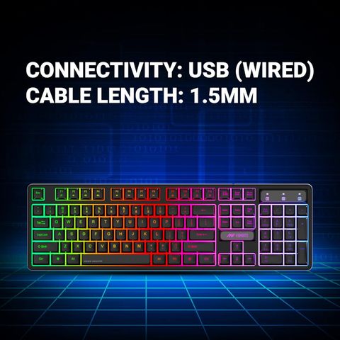 Ant Esports KM1600, Wired Backlit Rainbow LED Keyboard & 3200 DPI Gaming Mouse for PC/Laptop Wired USB Standard Gaming Keyboard Compatible with Desktop, Laptop, Mac with 3200 DPI Optical Mouse, Backlit LED Illumination (Black) - Image 7