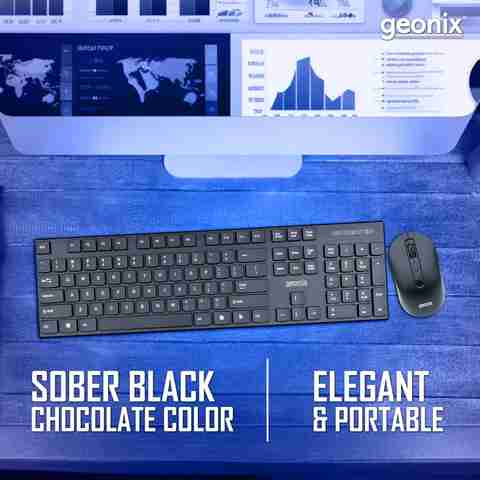 GEONIX Cocoa C1 Wireless Standard Laptop Keyboard Compatible with Desktop with Ergonomic Desktop Design (Black) - Image 3