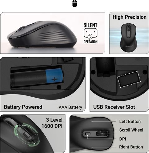 ZEBRONICS Companion 202 Wireless Standard Desktop Keyboard Compatible with Desktop, Laptop, Mac with Upto 1600 Adjustable DPI Optical Mouse, 2.4GHz Wireless, 104 Keys Layout, Dedicated Copilot AI Key, 12 Integrated Multimedia Keys, Silent Operation (Black) - Image 7
