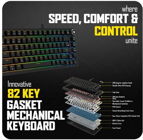 Cosmic Byte CB-GK-43 Phantom Wired USB Tenkeyless Gaming Keyboard Compatible with Desktop (Black) - Image 6