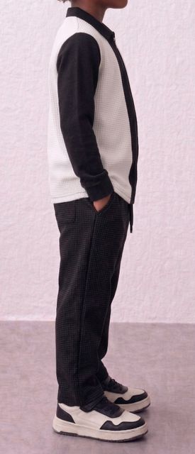 Try This Boys Casual T-shirt Track Pants (Black, White) - Image 3