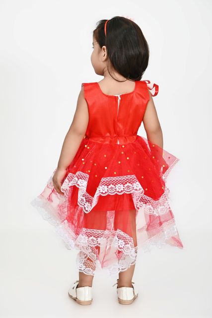 AllStarGarments Baby Girls Above Knee Party Dress (Red, Sleeveless) - Image 5