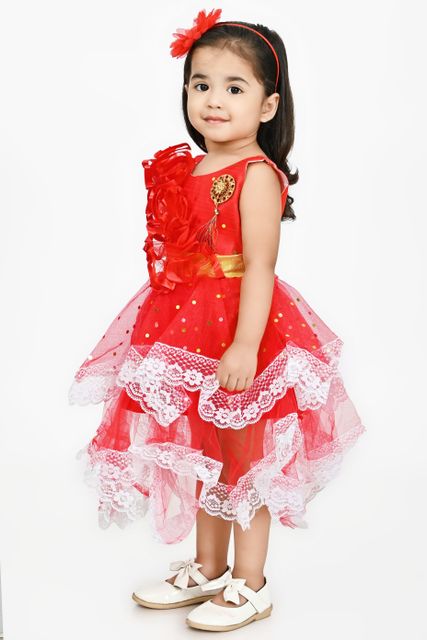 AllStarGarments Baby Girls Above Knee Party Dress (Red, Sleeveless) - Image 7