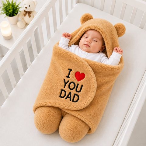 BRANDONN Embroidered Crib Hooded Baby Blanket, Tan - Image 4