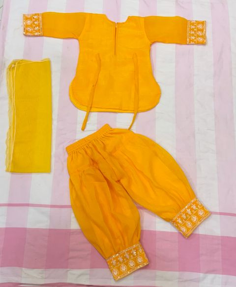 ABLASKAR FASHION Girls Festive & Party Kurti, Patiala and Dupatta Set (Yellow Pack of 1) - Image 5