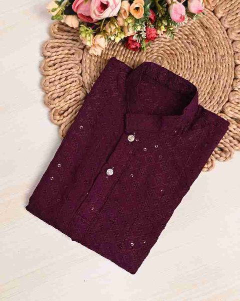 SKAYF Baby Boys Festive & Party Kurta and Pyjama Set (Purple Pack of 1) - Image 5