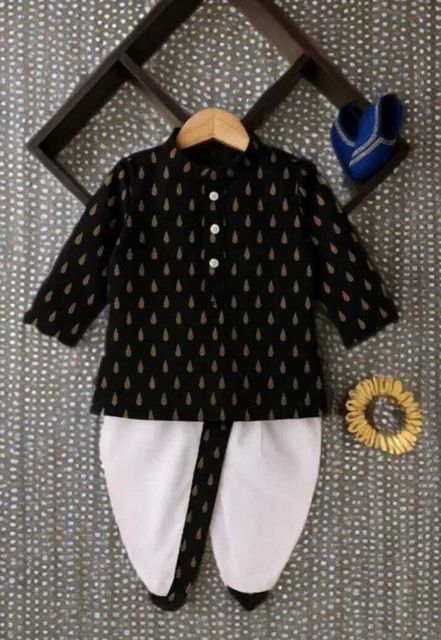 KAJOLDRESSES Baby Boys Festive & Party Kurta and Dhoti Pant Set (Black Pack of 1) - Image 8