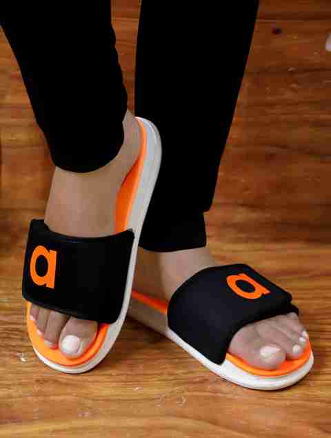 aadi Men's Orange Synthetic Leather Daily Casual Slider Slides (Size - Image 5