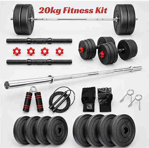 BELLATRIX X 20 kg FITNESS Home Dumbbell Kit + 3ft straight Rod + Gym Accessories Home Gym Black Bar & Plate Combo (20 kg) - Image 5