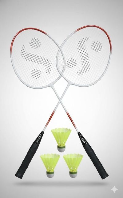 Luster Single Shaft Racket with 3 Plastic Shuttles - Image 6