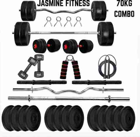JASMINE FITNESS 70KG COMBO PLATE SET CURL+STRAIGHT ROD ACC HEX DUMBBELL 2KG COMBO SET à°«à°¿à°à±à°¨à±à°¸à± à°¯à°¾à°à±à°¸à°¸à°°à± à°à°¿à°à± à°à°¿à°à± - Image 5