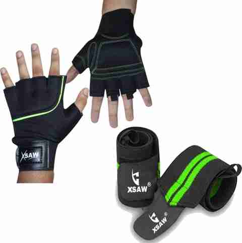 XSAW Weight Lifting Fitness Gym Gloves and Wrist Strap Combo Pack Fitness Accessory Kit Kit - Image 3
