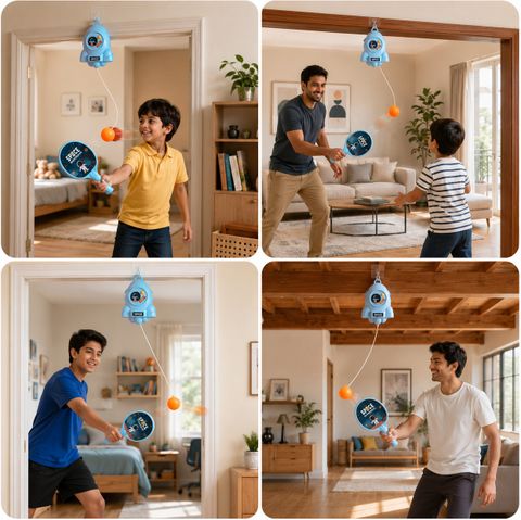 Btop Hanging Tennis Trainer for Kid,Indoor Ping Pong Practice Set Space Adventure Toy Tennis Kit - Image 4