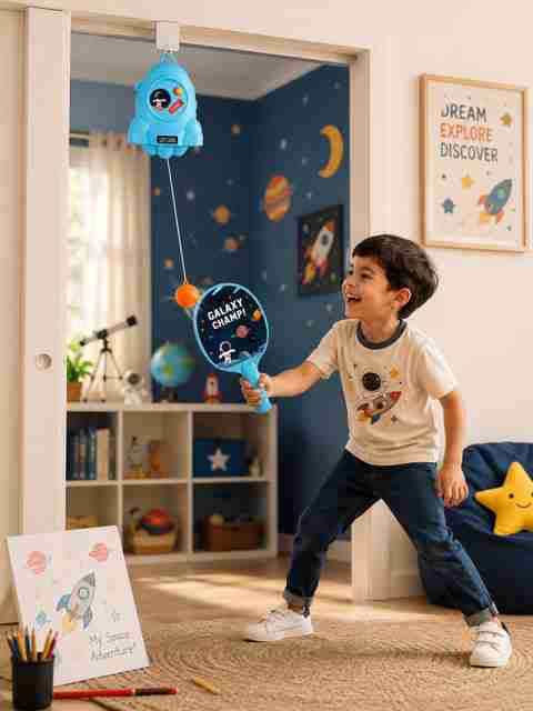 Btop Hanging Tennis Trainer for Kid,Indoor Ping Pong Practice Set Space Adventure Toy Tennis Kit - Image 2